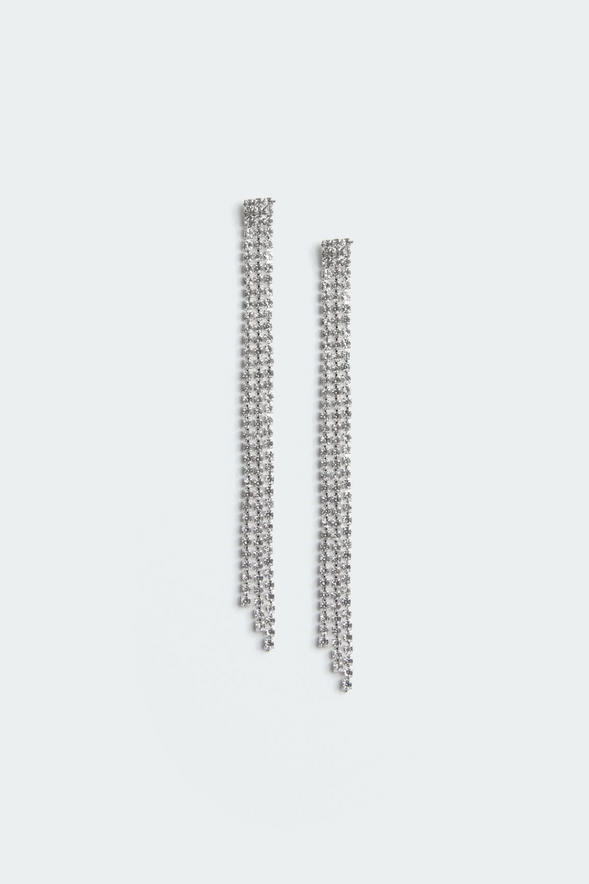 Elegant Silver Drop Rhinestone Earrings