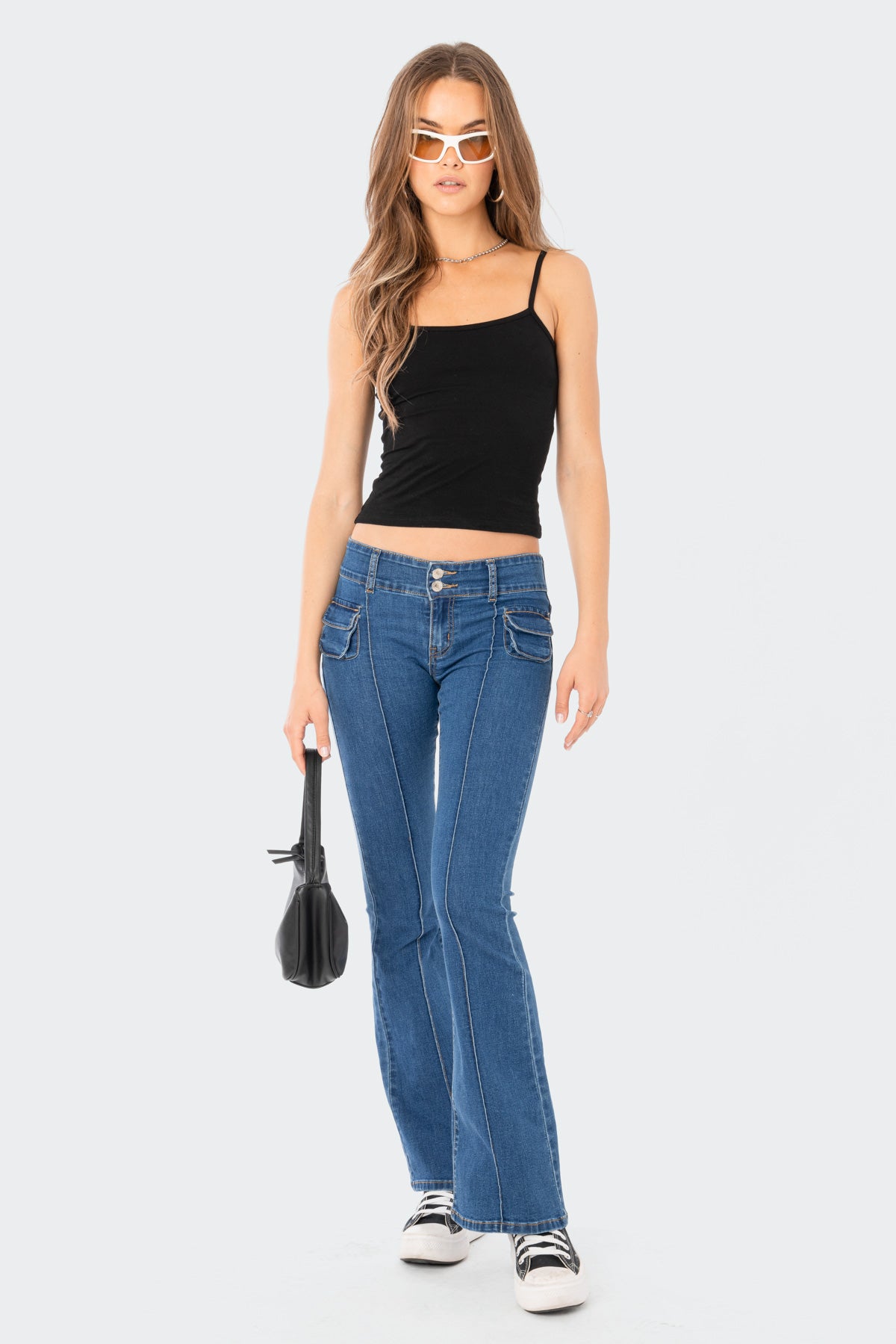 Black Stretchy Cotton Spaghetti Strap Tank Top