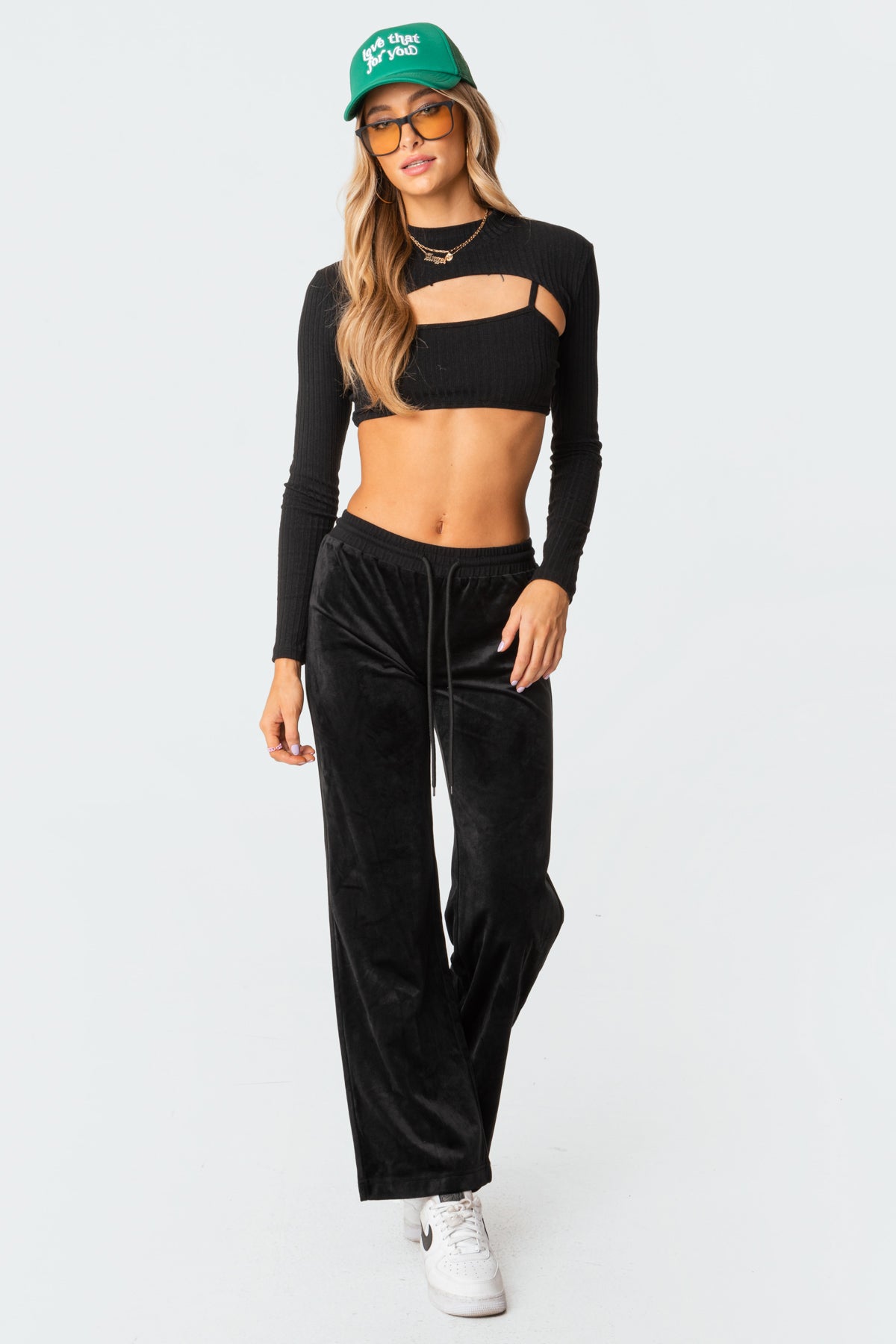 Cozy Black Velour Joggers for Women