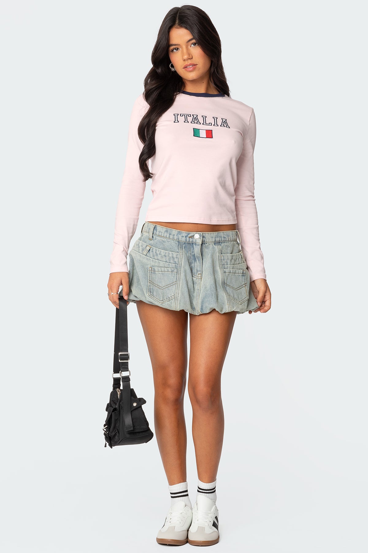 Blue Denim Bubble Mini Skirt - Womens Retro Style Skirt