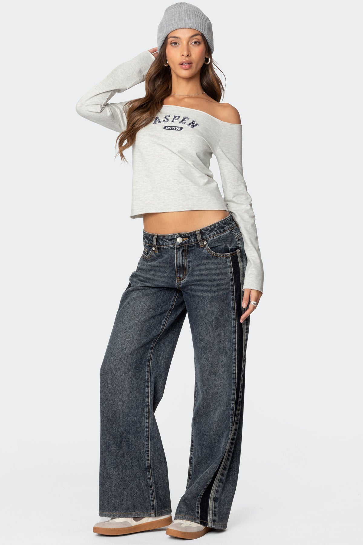 Dark Blue Denim Wide Leg Jeans