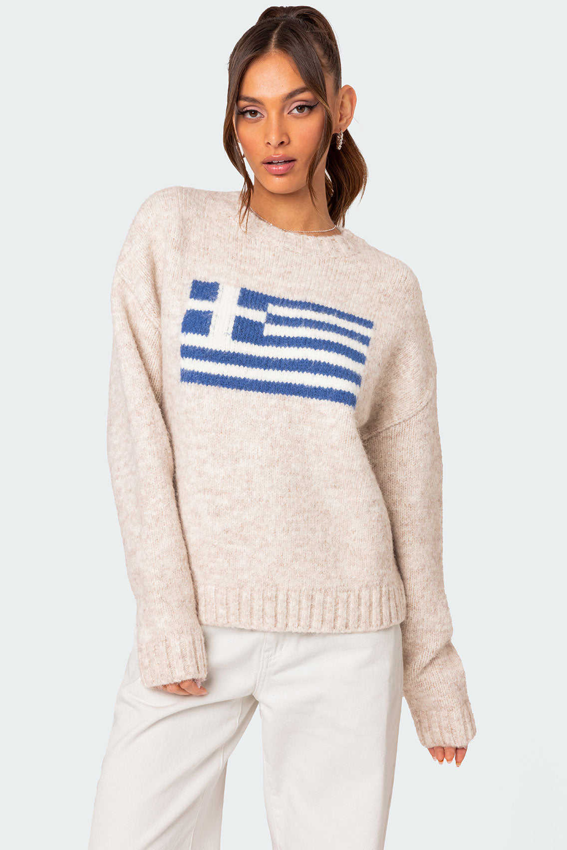 Chunky Knit Oversized Sweater in Stone