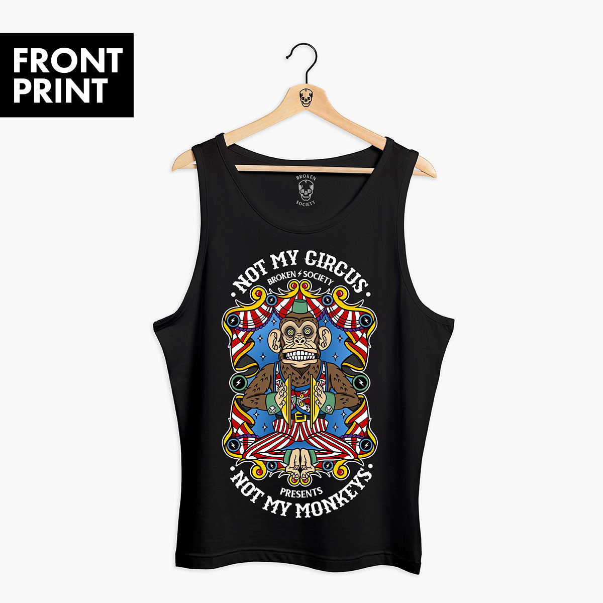 Tattoo Print Cotton Tank Top in Black and White Unisex