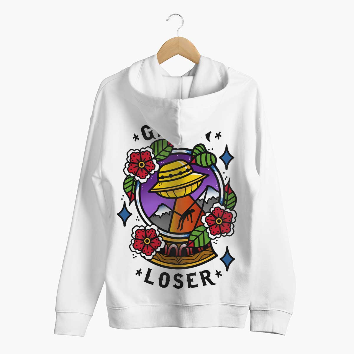 Tattoo Inspired Cotton Hoodie in Black/White (Unisex)