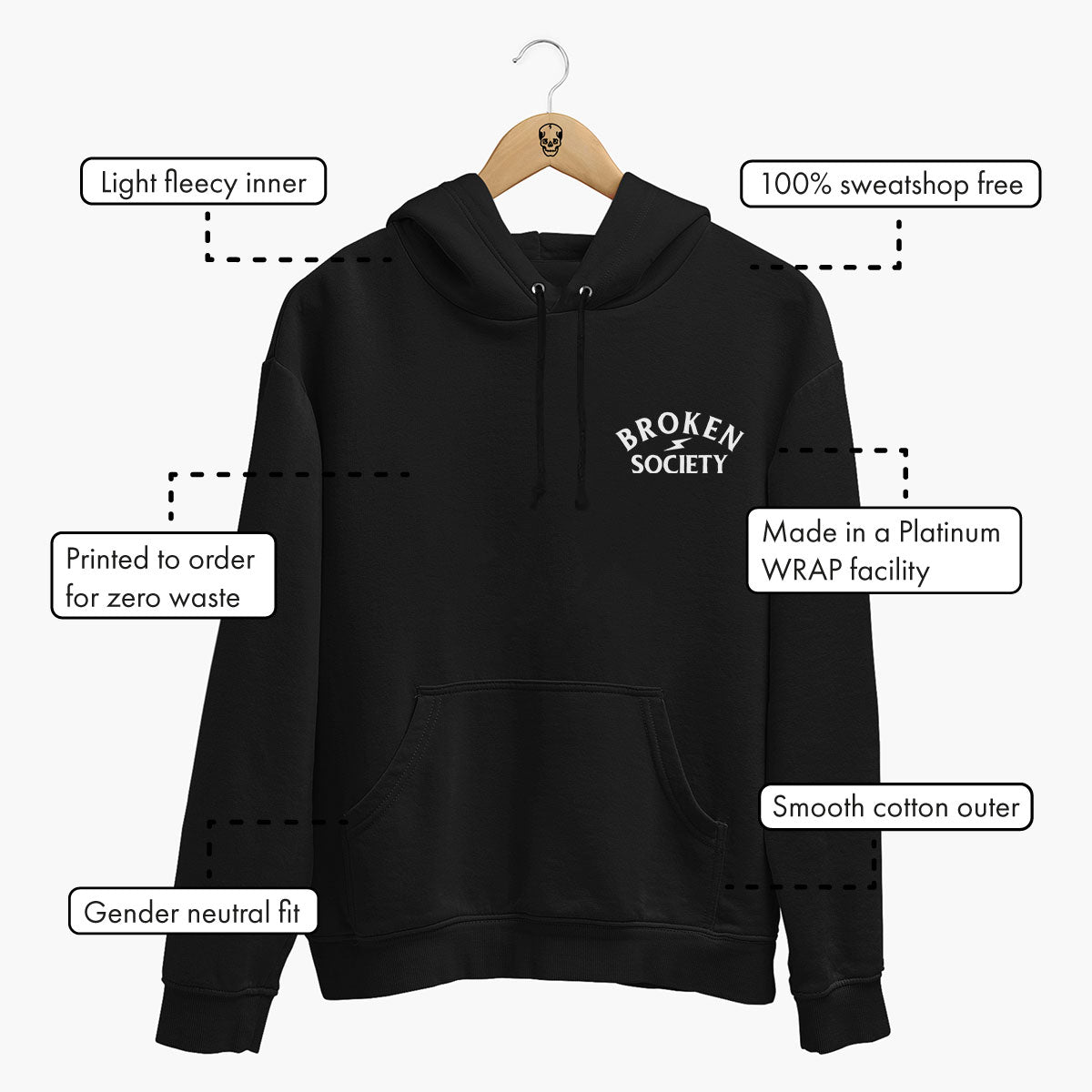Black Floral Tattoo Hoodie - Premium Cotton Unisex Pullover
