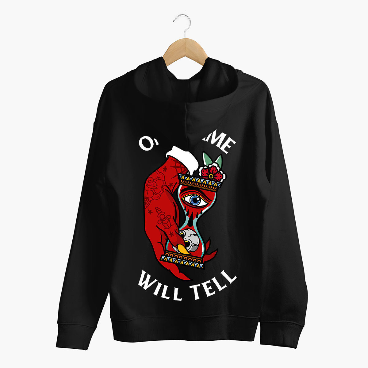 Tattoo Inspired Black Hoodie - Premium Cotton Artistic Design