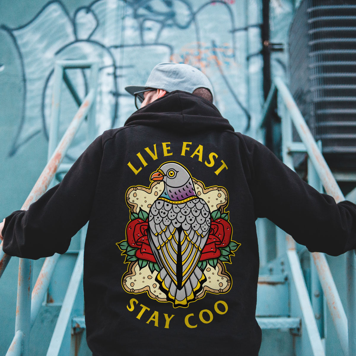 Tattoo Inspired Black and White Hoodie - Unisex Tattoo Clothing