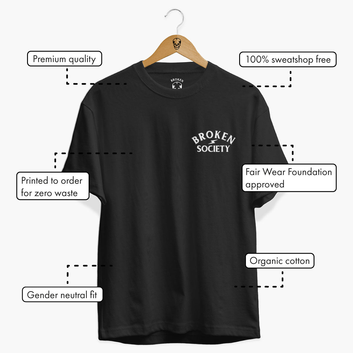 Organic Cotton Swallows T-Shirt in Black and White