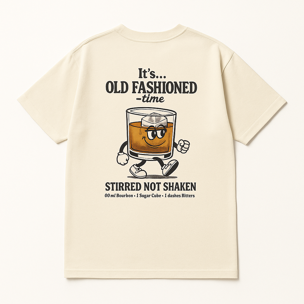 Vintage Cocktail Graphic Tee in Charcoal Cotton