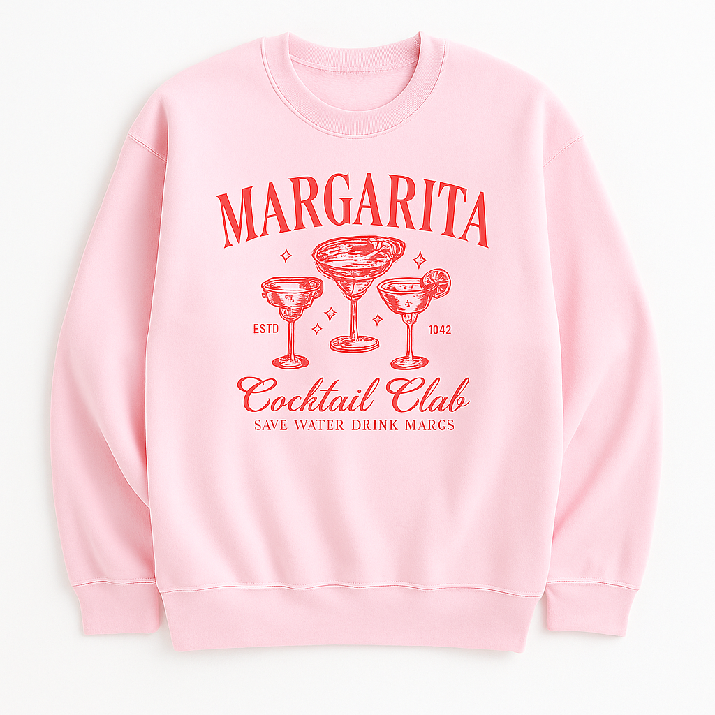 Playful Margarita Print Sweatshirt in Soft Pink - Flirty & Casual Style
