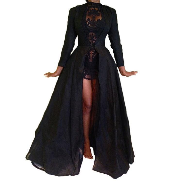 Gothic Lace Black Dress - Premium Cotton & Sequin Blend