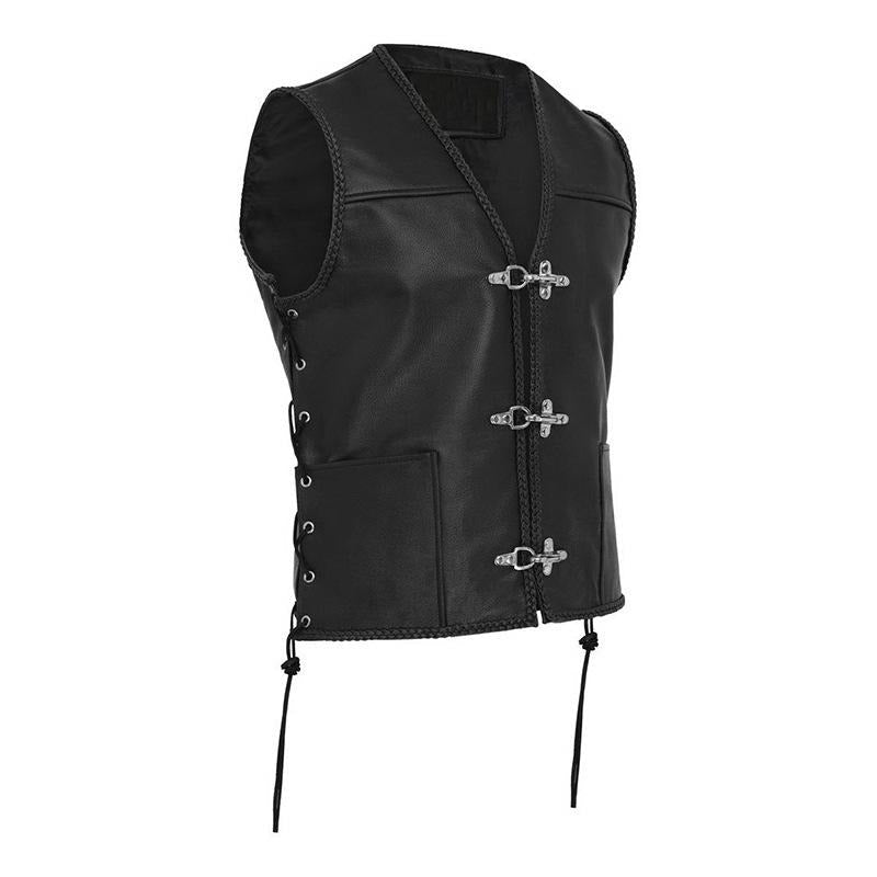 Premium Leather Mens Vest in Black & Brown