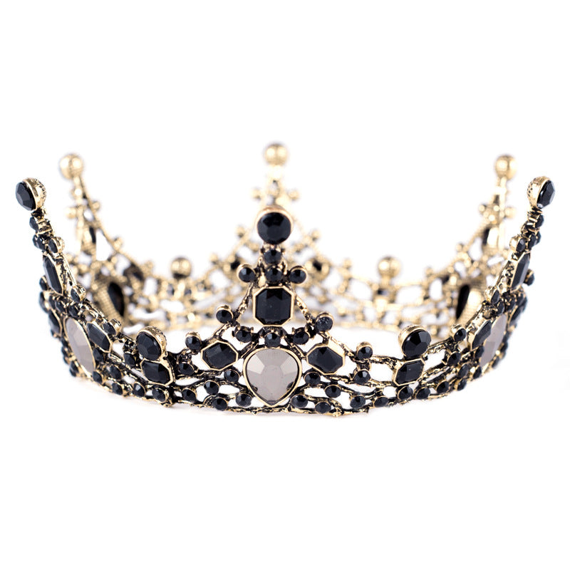 Gothic Black & Gold Jewel-Encrusted Crown - Dark Crystal Style