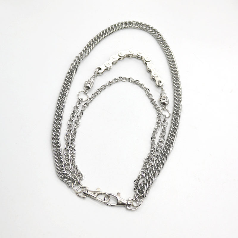 Skull Detail Silver Belt Chain for Men