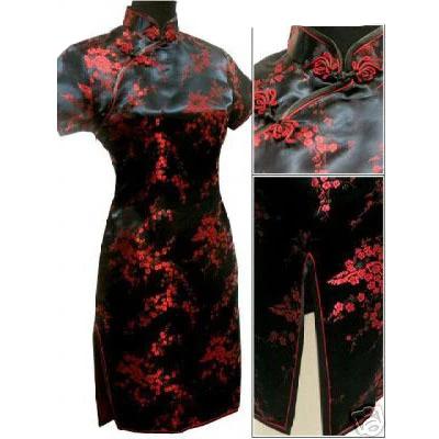 Floral Satin Cheongsam Qipao Dress - Plus Size Mandarin Collar Style