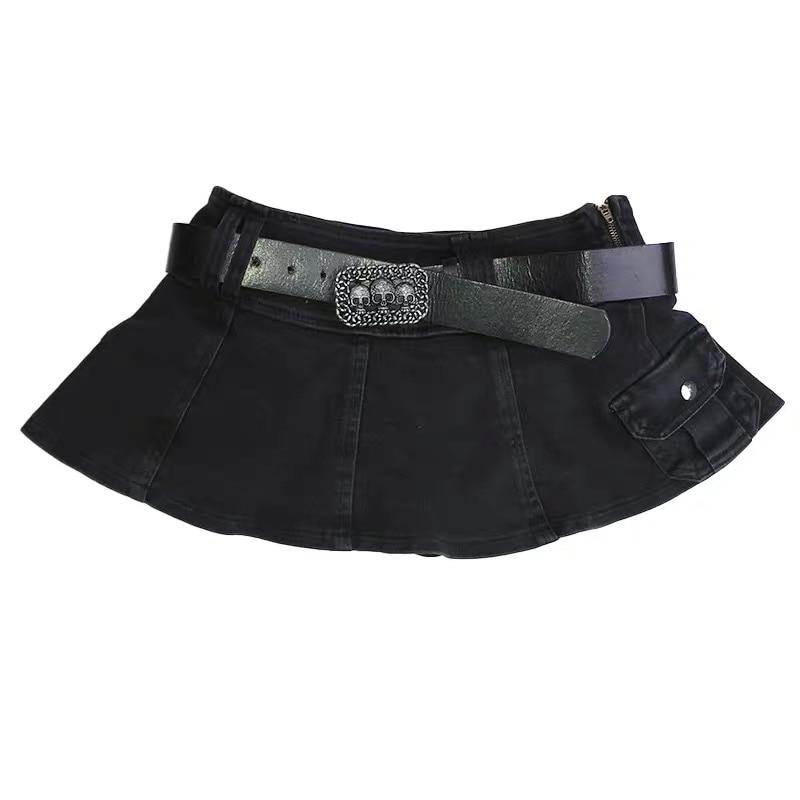 Gothic Black Denim Miniskirt