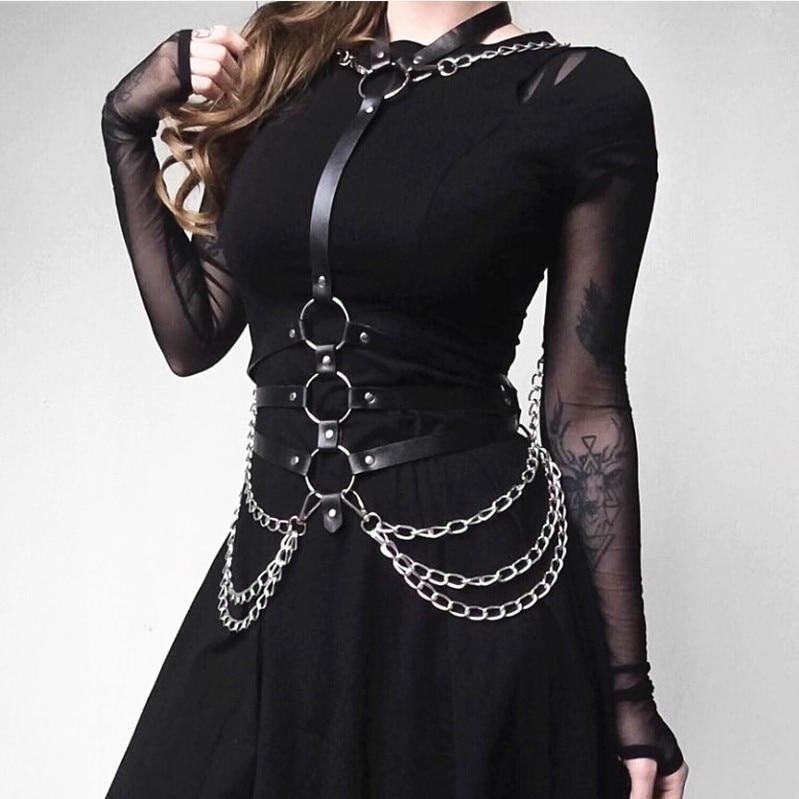 Gothic Black Leather Harness - Dark Soul Accessories