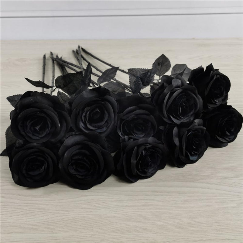 Artificial Gothic Rose Set of 5 - Black, Violet, Red