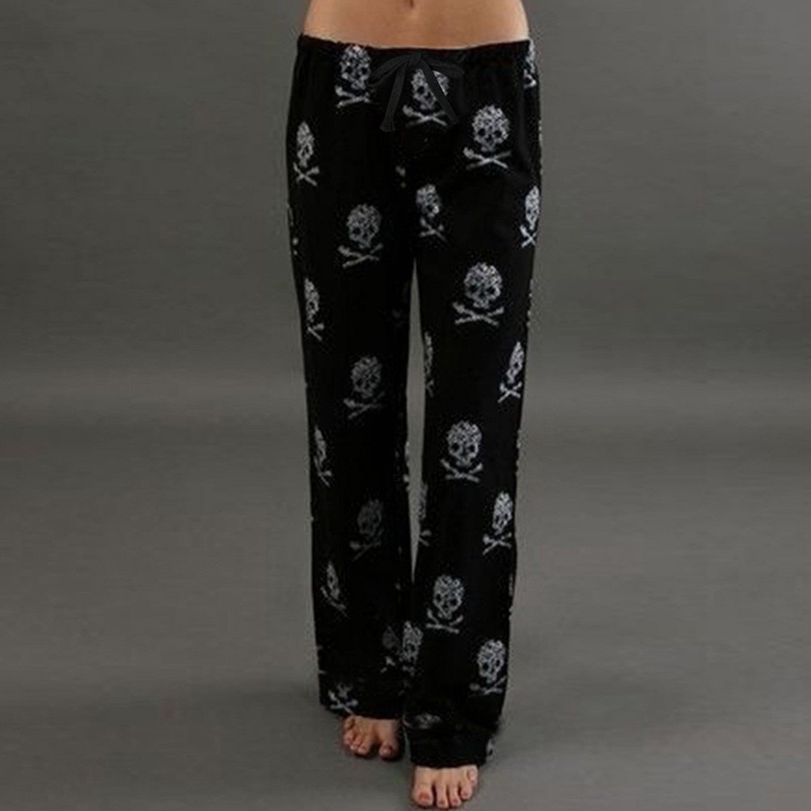 Stylish Gothic Skull Print Pants for Edgy Look