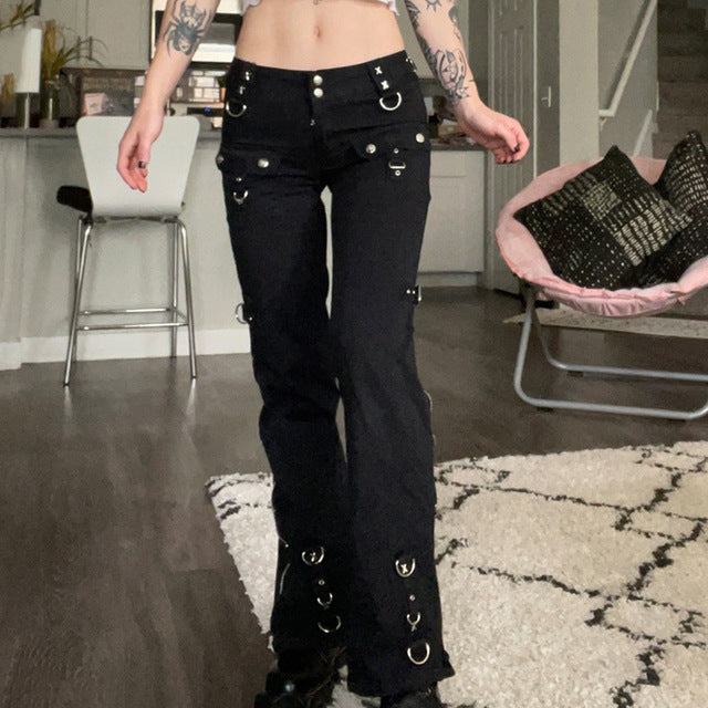 Gothic Style Womens Cotton Polyester Blend Jeans