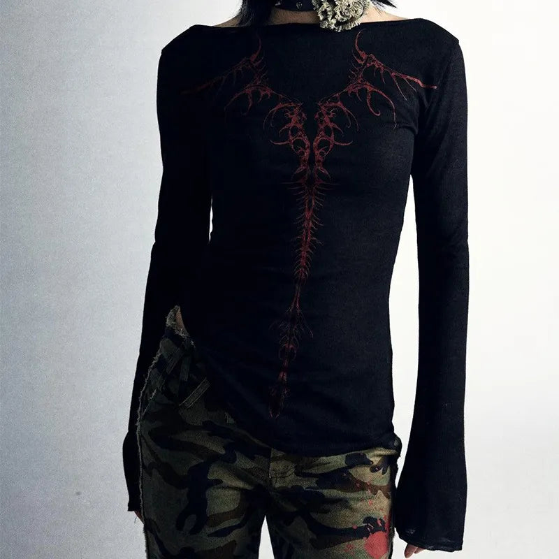 Vintage Gothic Style Black Top