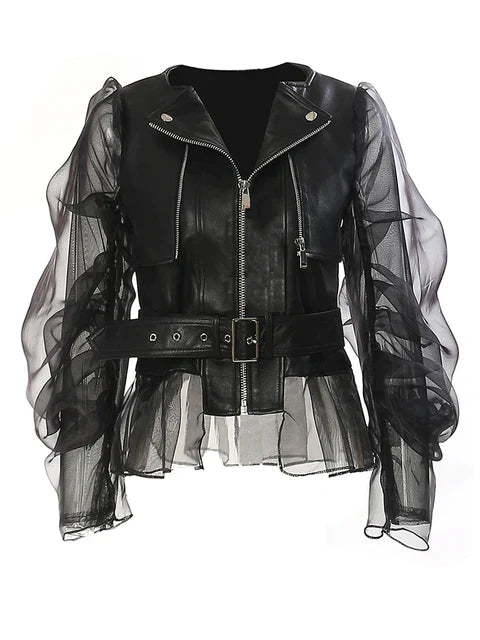 Black Womens Faux Leather Jacket - Stylish & Elegant Outerwear
