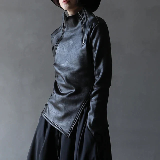 Gothic Faux Leather Pullover in Black for Women