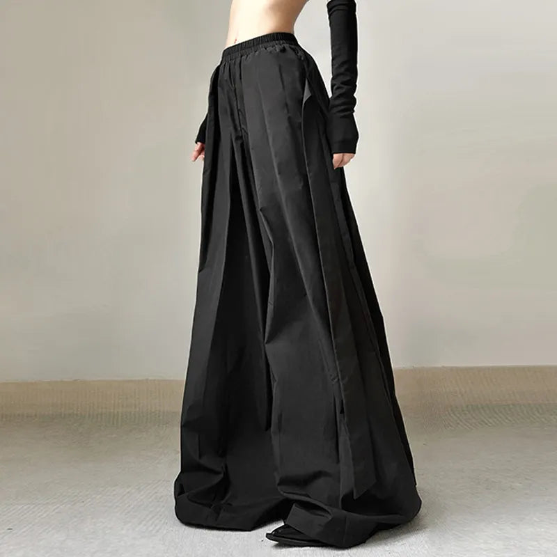 Gothic Style Black Baggy Pants for Women