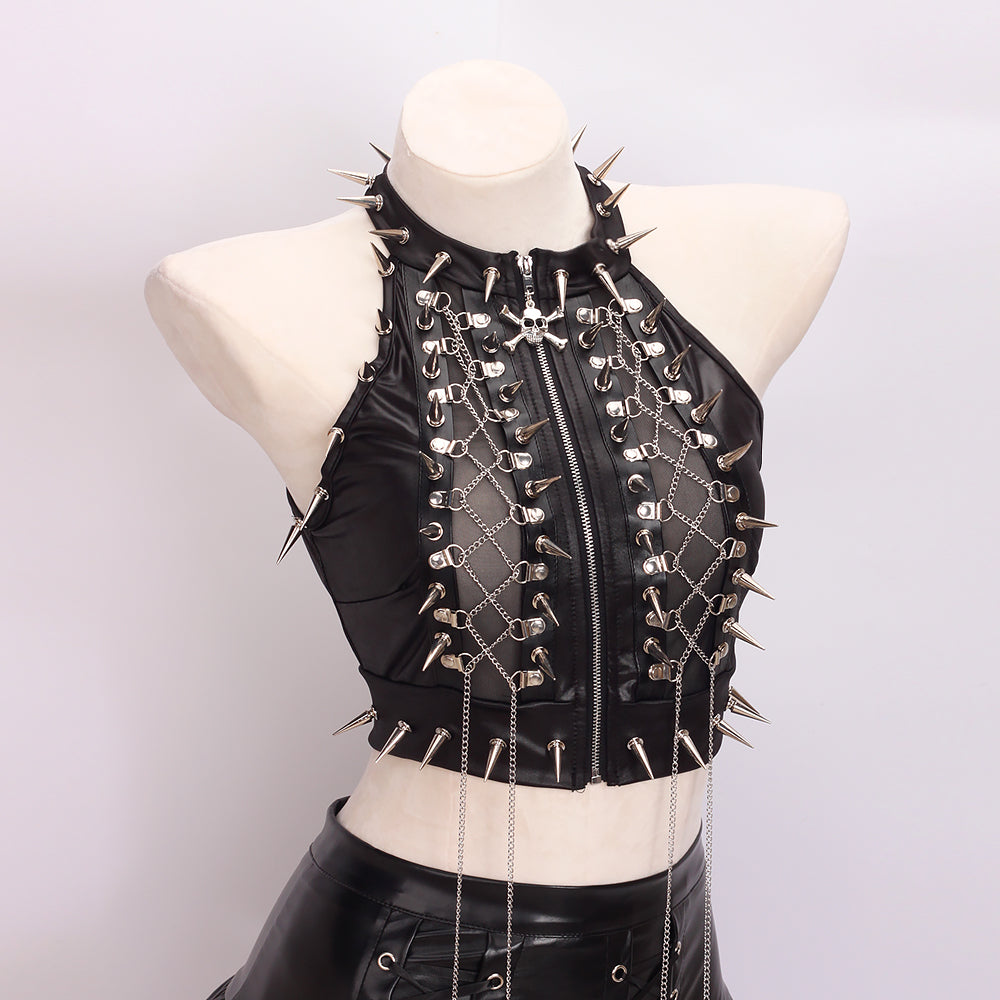 Stylish Gothic PU Leather Tank Top for Women