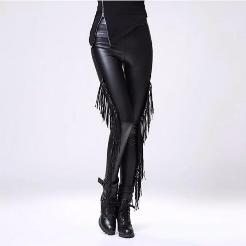 Vintage Style Faux Leather Leggings