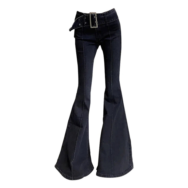 Black Retro Flare Jeans for Women