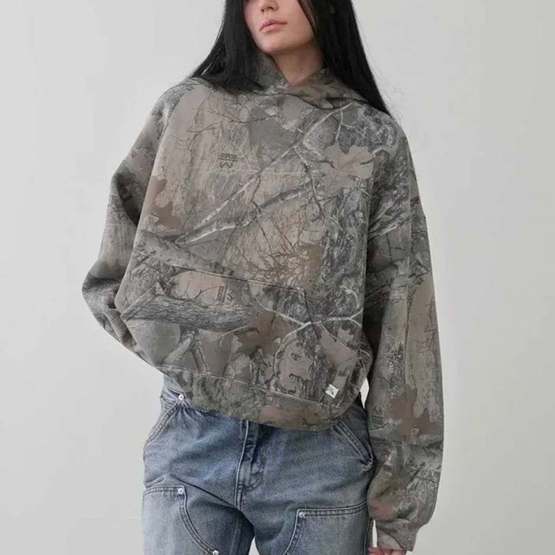 Gray Camouflage Premium Cotton Polyester Womens Pullover