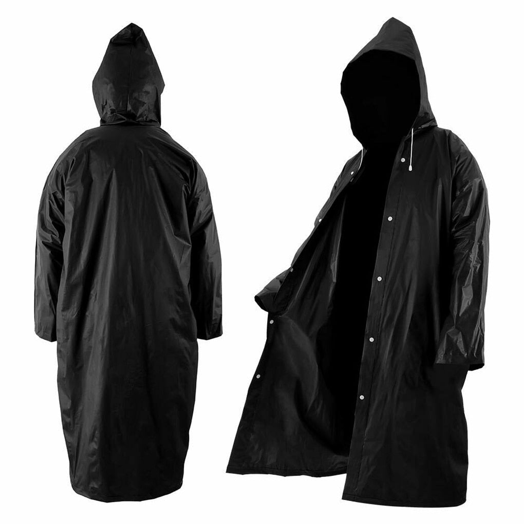 Premium Black Hooded Raincoat for Men