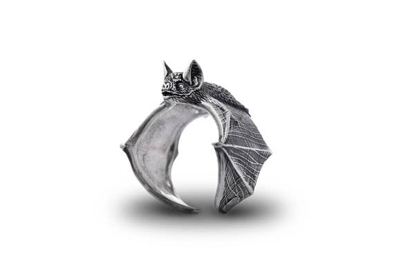 Bat Charm Zinc Alloy Ring - Resizable Unisex Favorite