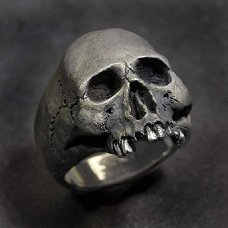 Vintage Zinc Alloy Skull Ring - Unisex Gothic Style