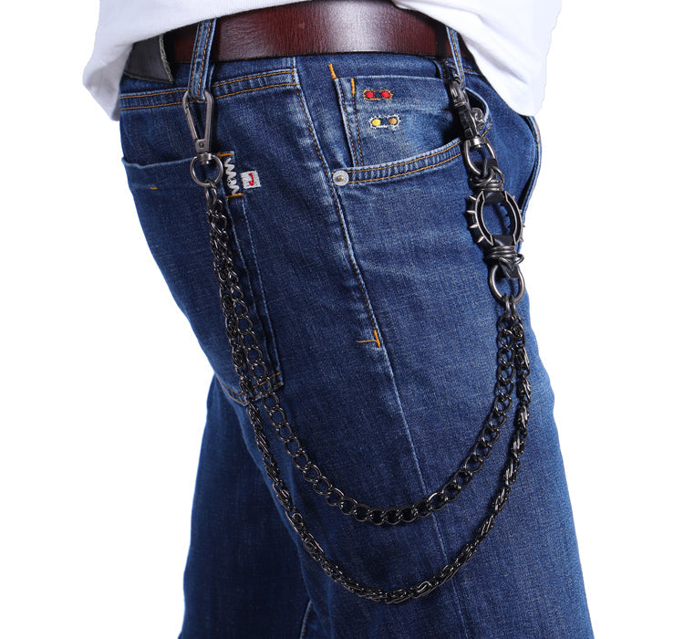 Studded Cog Design Wallet Chain Belt