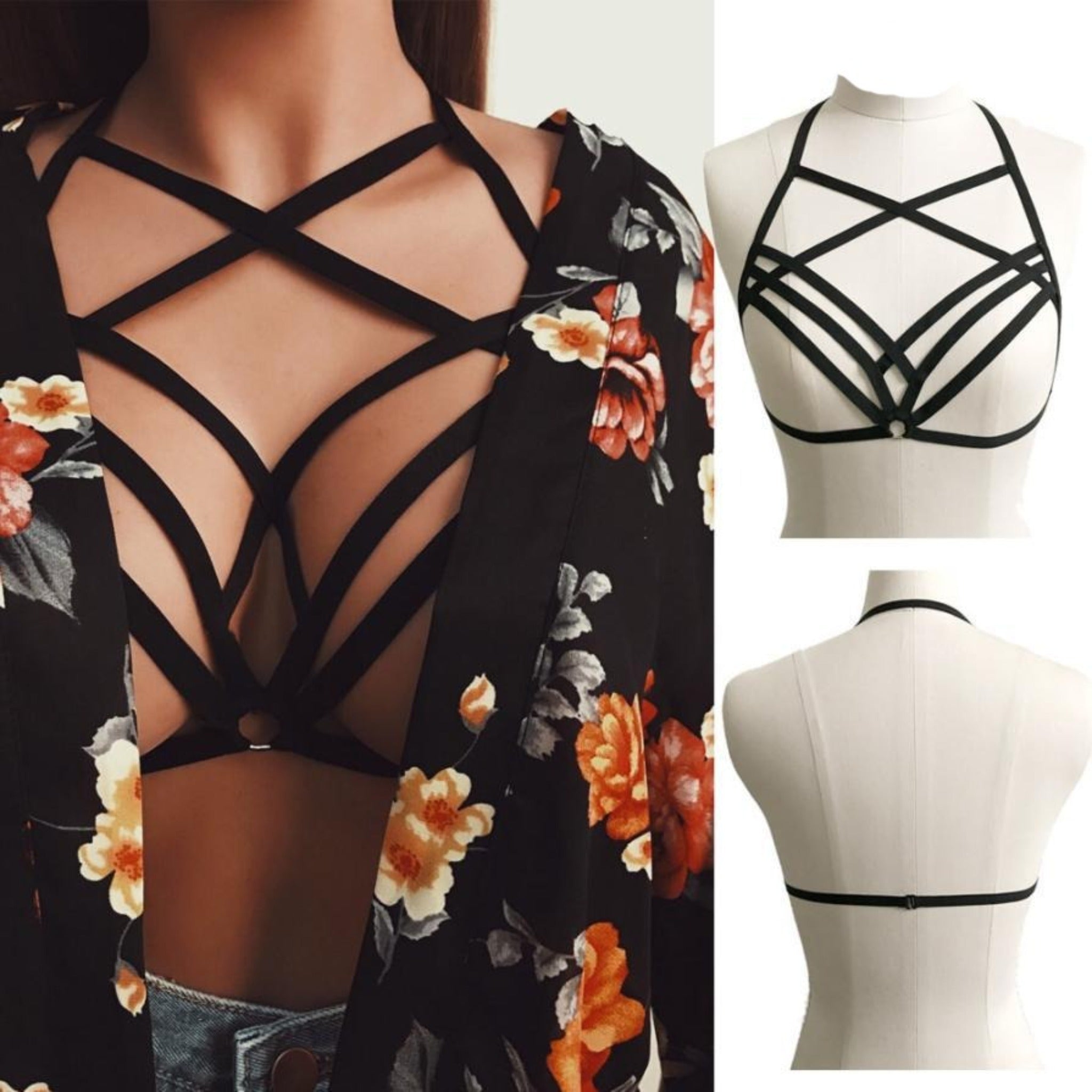 Cage Style Cotton/Polyester Blend Bra