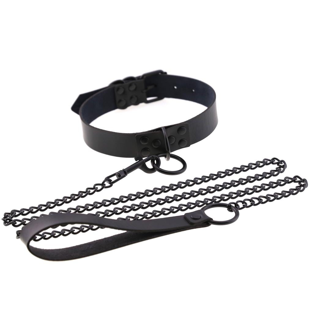 Chic O-Ring Pendant Choker & Leash Set for Stylish Pets