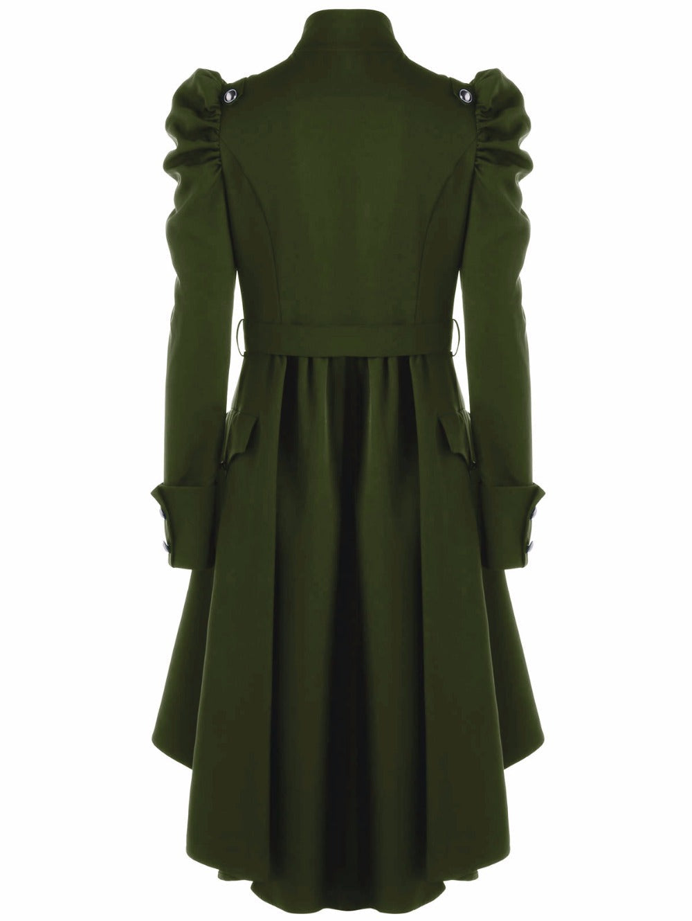 Gothic Flared Hem Coat with Stand-Up Collar