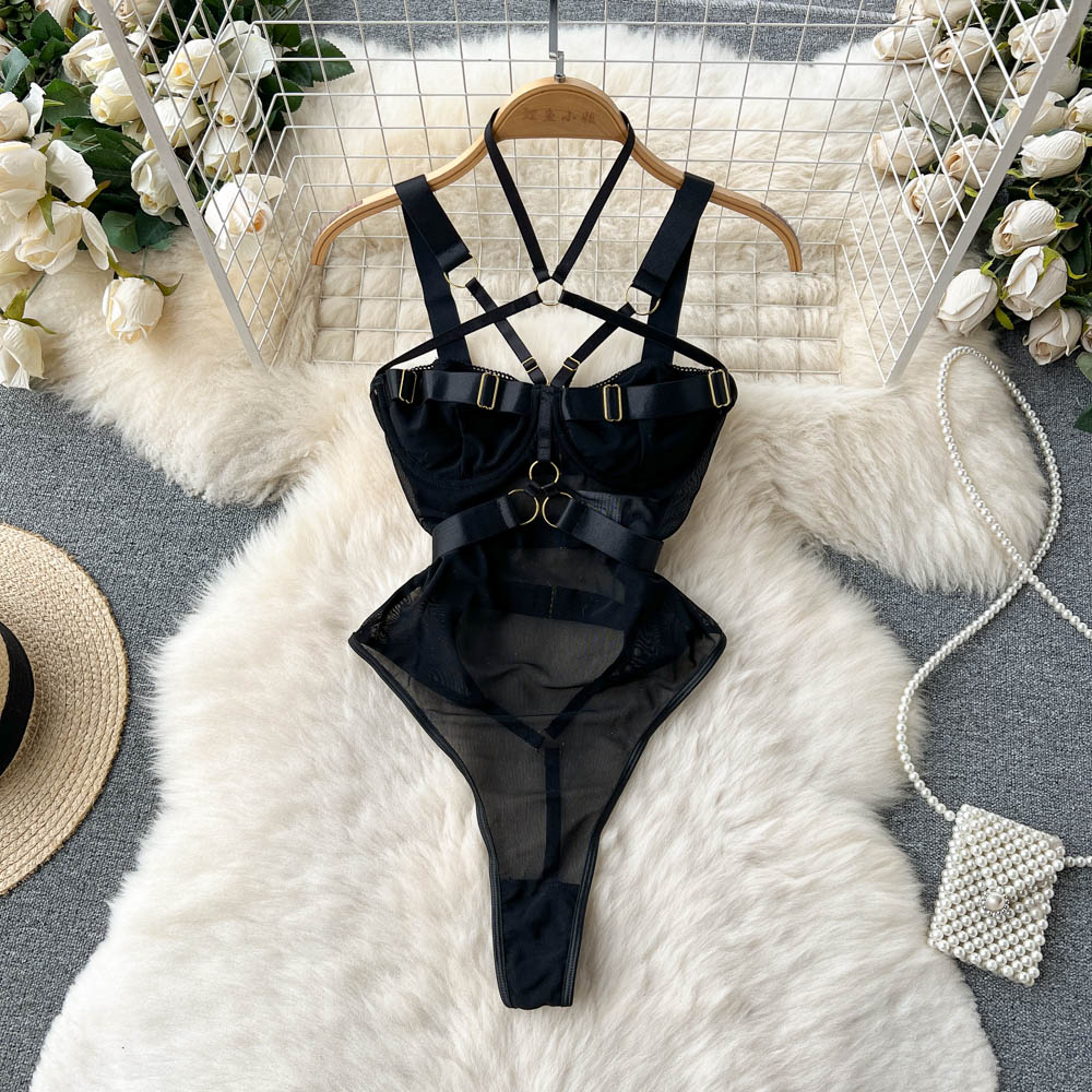 Gothic Style Cotton Polyester Bodysuit