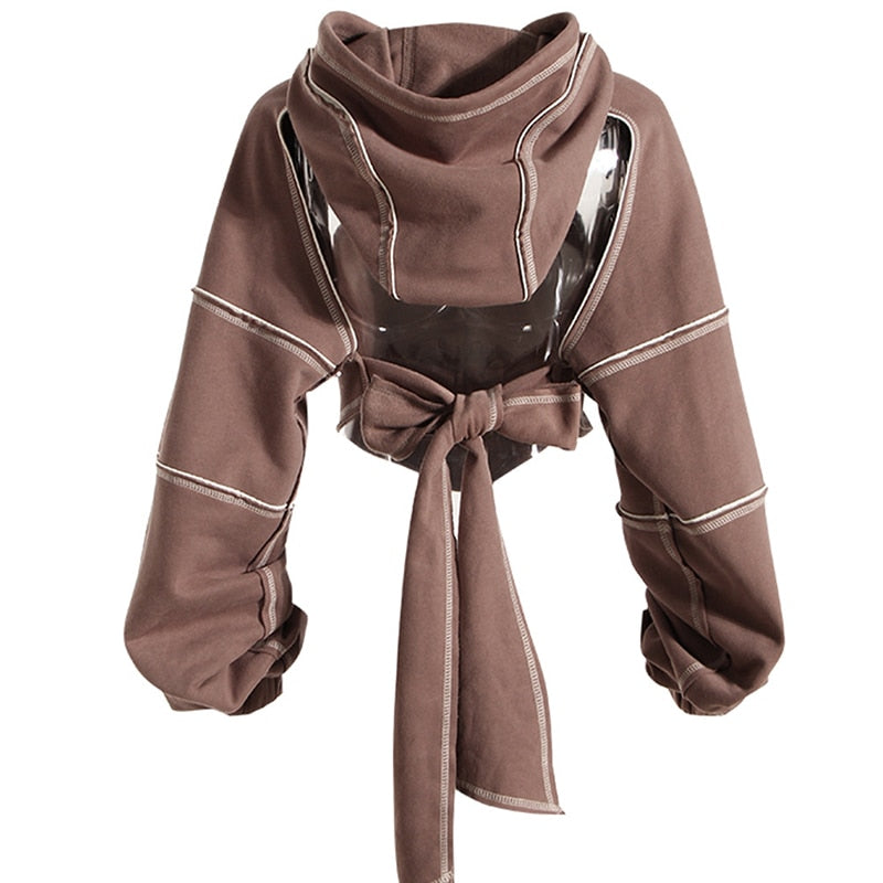 Stylish Cropped Cotton Blend Hoodie