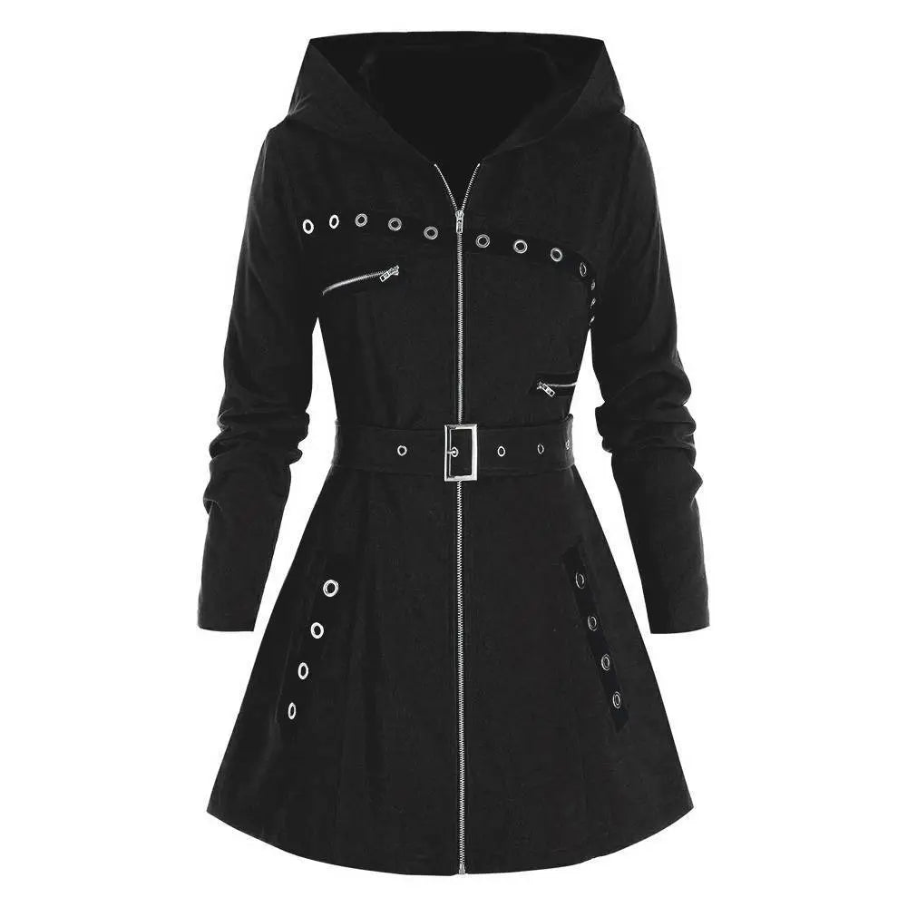 Black Hooded Coat in Premium Cotton & Polyester Blend - Limited Edition