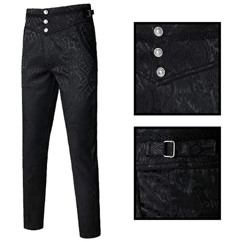 Black Gothic Style Cotton & Polyester Blend Mens Pants