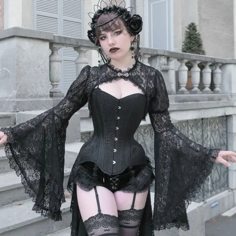 Elegant Gothic Black Lace Top for Women