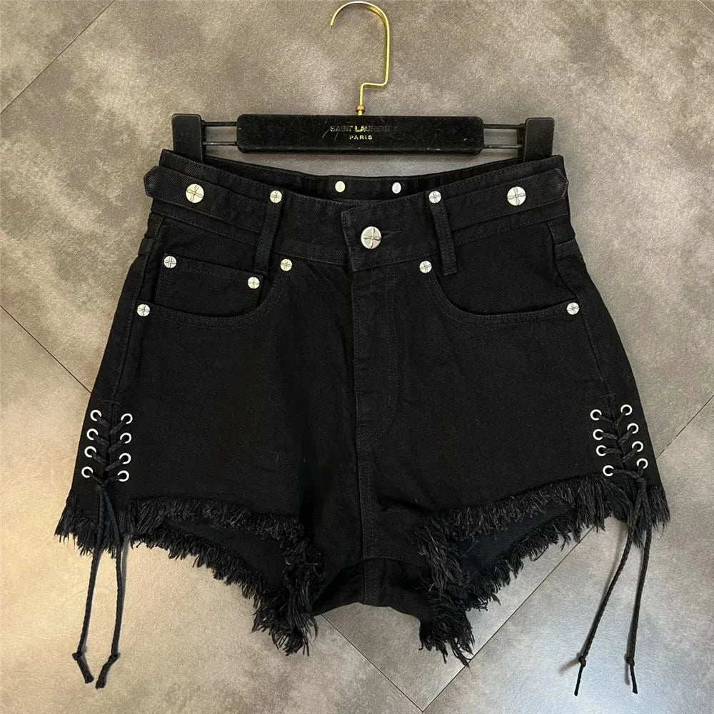 Stylish Gothic Womens Black Shorts