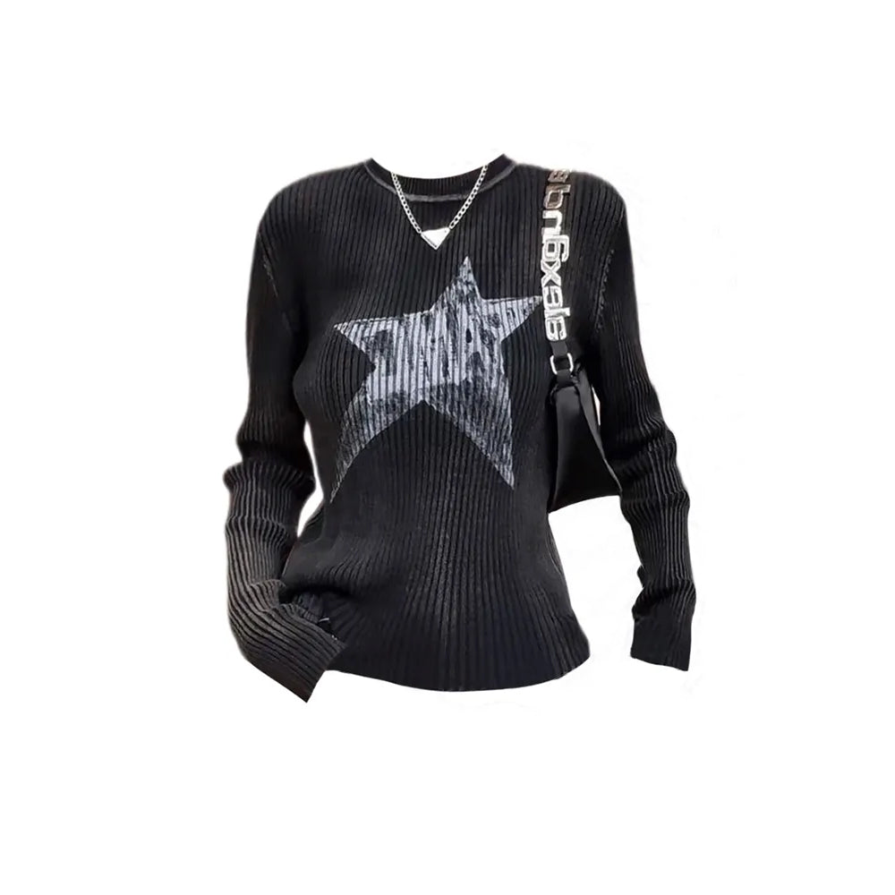 Black Cotton/Polyester Blend Womens Sweater