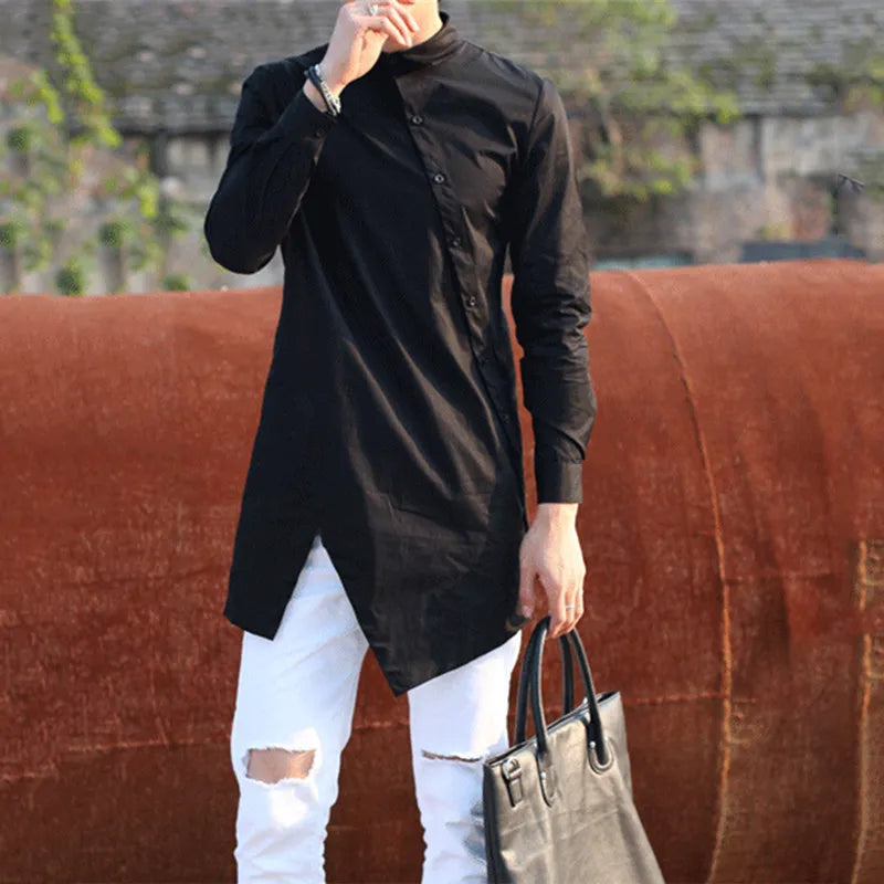 Premium Black Cotton/Polyester Mens Shirt 3XL-5XL Sizes