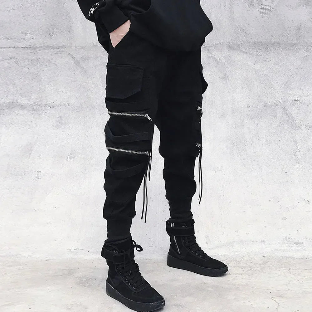 Black Zipper Joggers for Men - Premium Cotton Blend