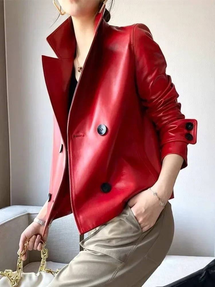 Red Faux Leather Womens Jacket - Limited Edition
