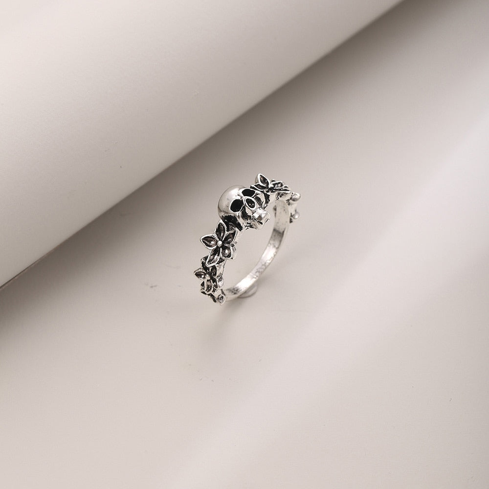 Premium Skull Flower Alloy Ring for Women